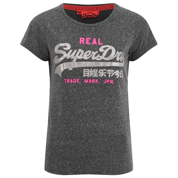 Superdry Women's Vintage Logo Iridescent Entry T-Shirt - Eclipse Navy