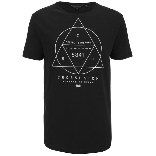 Crosshatch Men's Longline Chiro T-Shirt - Black
