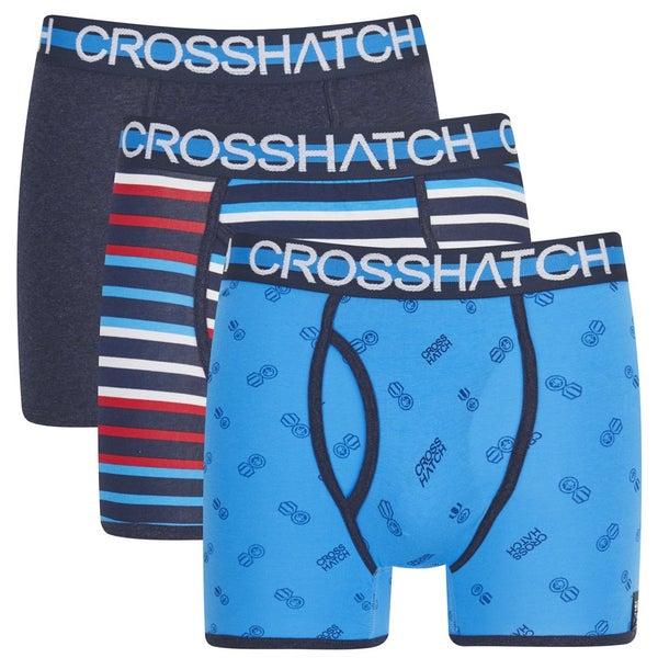 Crosshatch Men's Trixity Printed 3 Pack Boxers - Mood Indigo