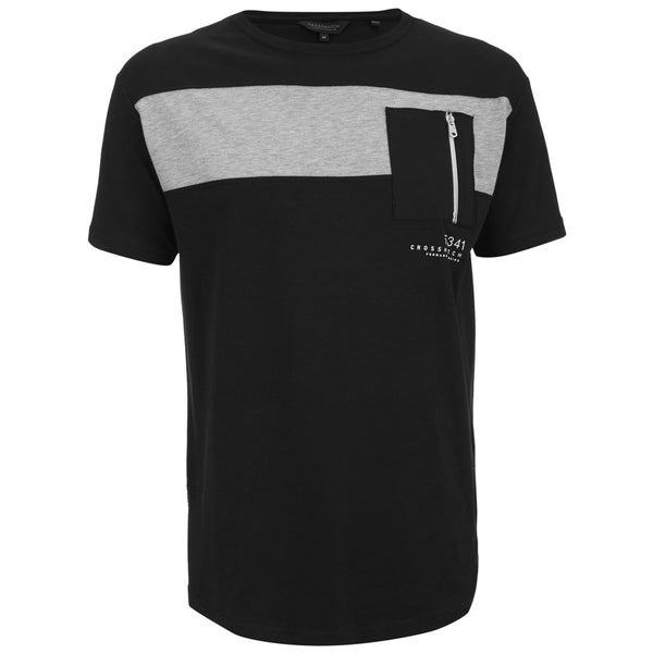 Crosshatch Men's Longline Blockhead T-Shirt - Black