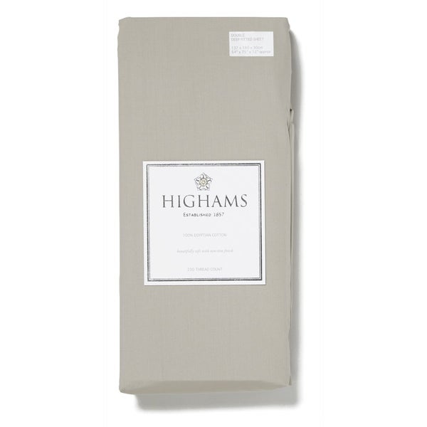Highams 100% Egyptian Cotton Plain Dyed Deep Fitted Sheet - Brown