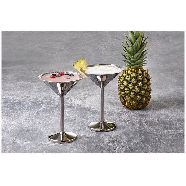 Stainless Steel Martini Glasses (Set of 2 x 250ml)