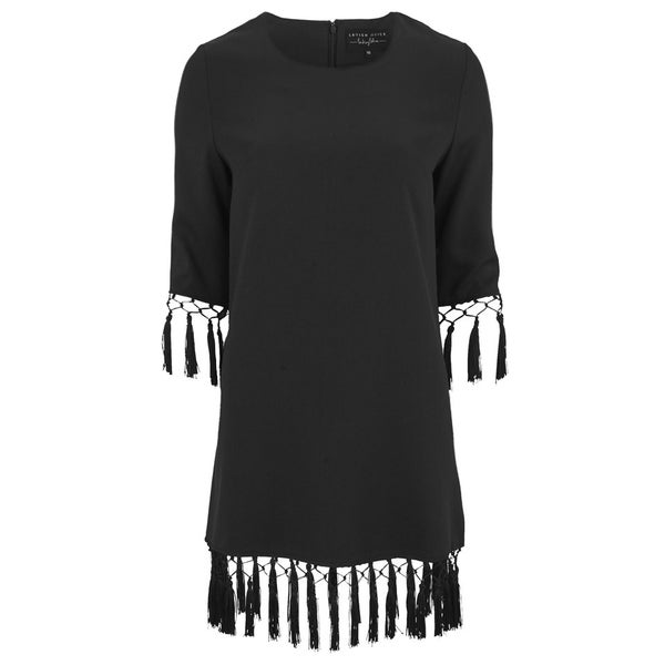 Lavish Alice Women's Tassel Hem Shift Dress - Black
