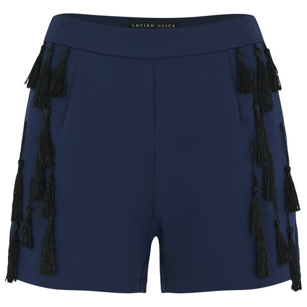Lavish Alice Women's Tassel Detail Shorts - Navy