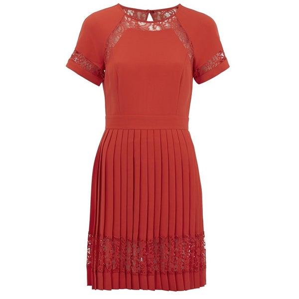 French Connection Women's Arrow Lace Flare Dress - Riot Red