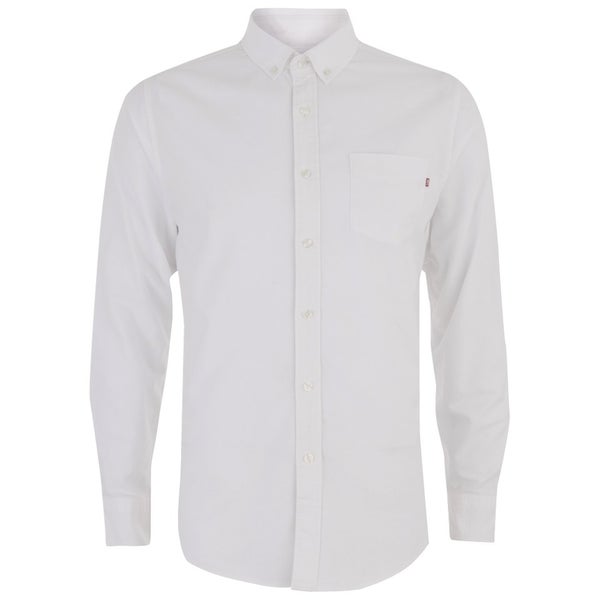 OBEY Clothing Men's Quality Dissent Oxford Woven Long Sleeve Shirt - White