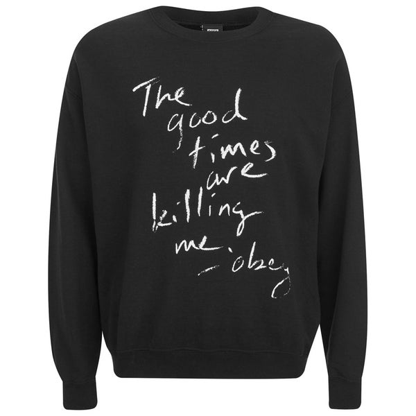 OBEY Clothing Men's Good Times Burnout Crew Sweatshirt - Black