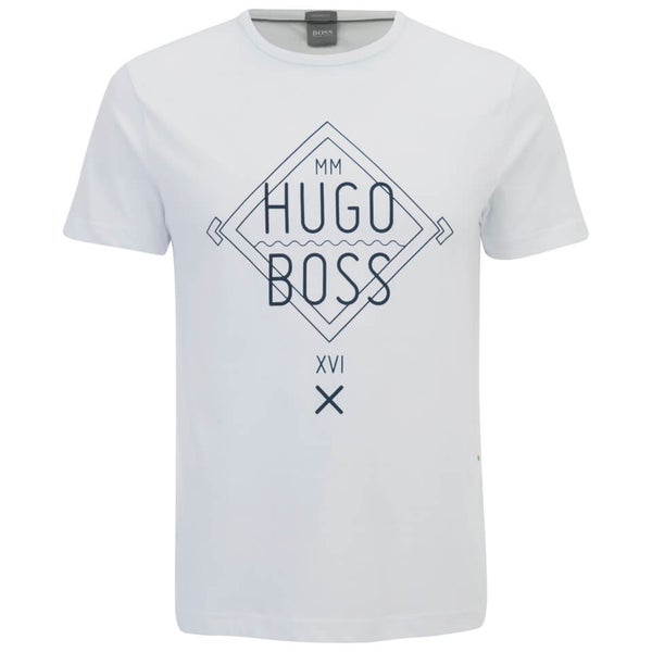 BOSS Green Men's 1 Large Logo Crew Neck T-Shirt - White