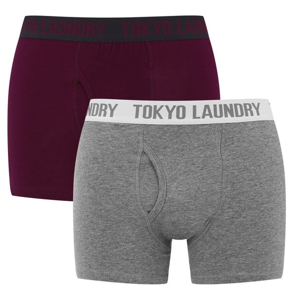 Tokyo Laundry Men's 2 Pack Sports Boxers - Oxblood/Grey Marl