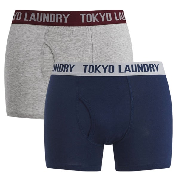 Tokyo Laundry Men's 2 Pack Sports Boxers - Medieval Blue/Grey