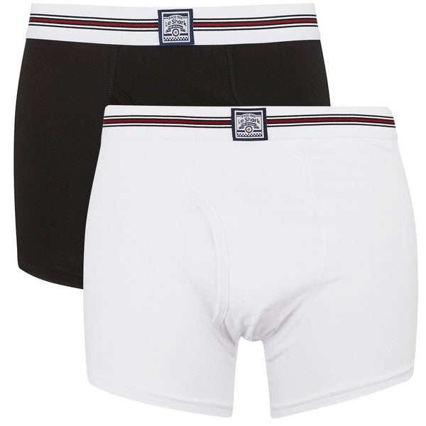 Le Shark Men's 2 Pack Striped Waistband Boxers - Black/White