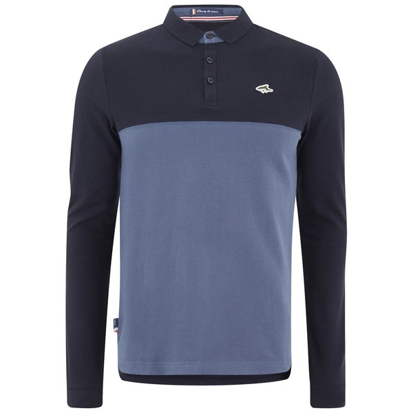 Le Shark Men's Long Sleeve Colour Blocked Pique Polo Shirt - Blue/Navy