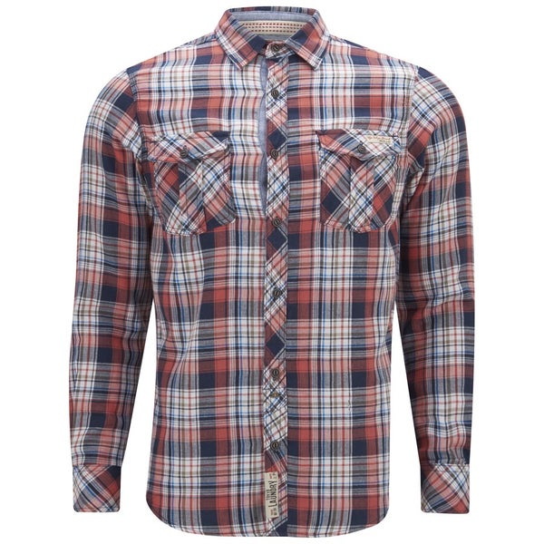 Tokyo Laundry Men's Checked Cotton Shirt - Baked Coral