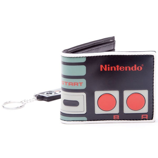 Nintendo Original NES Controller Bi-Fold Wallet and Rubber Keychain Gift Set