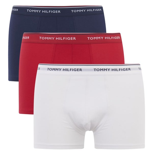 Tommy Hilfiger Men's Three Pack Trunk Boxer Shorts - White/Tango Red/Peacoat
