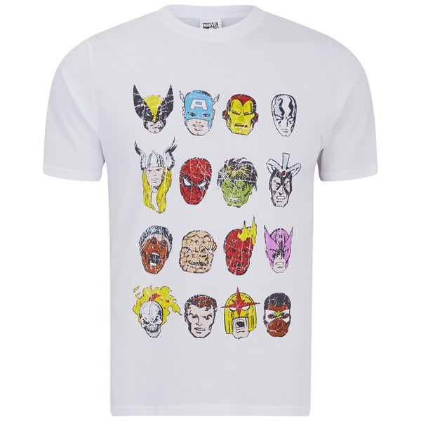 Marvel Men's Comic Heads T-Shirt - White