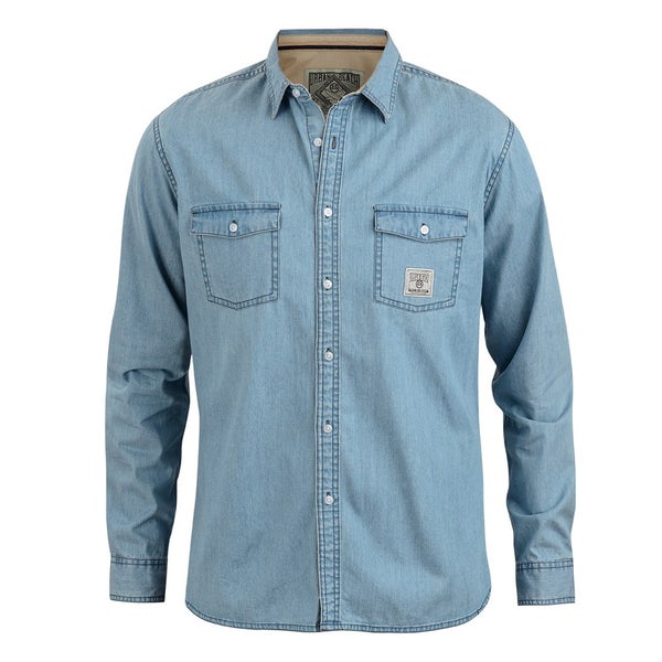 Urban Beach Men's Stack Long Sleeve Denim Shirt - Light Blue