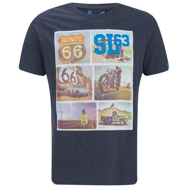 T -Shirt Salvage pour Homme Route 66 -Marine Chiné