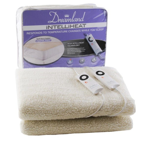 Dreamland 16214 Intelliheat Soft Fleece Dual Control Electric Under Blanket - King