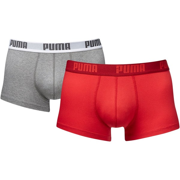 Puma Men's 2 Pack Basic Trunks - Red/Grey