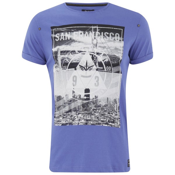 Firetrap Men's City Bridge Printed T-Shirt - Ampara Blue Slub