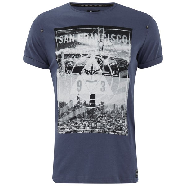 Firetrap Men's City Bridge Printed T-Shirt - Navy Slub