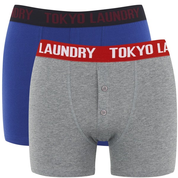 Tokyo Laundry Men's 2-Pack Dwight Boxers - Sapphire/Mid Grey Marl