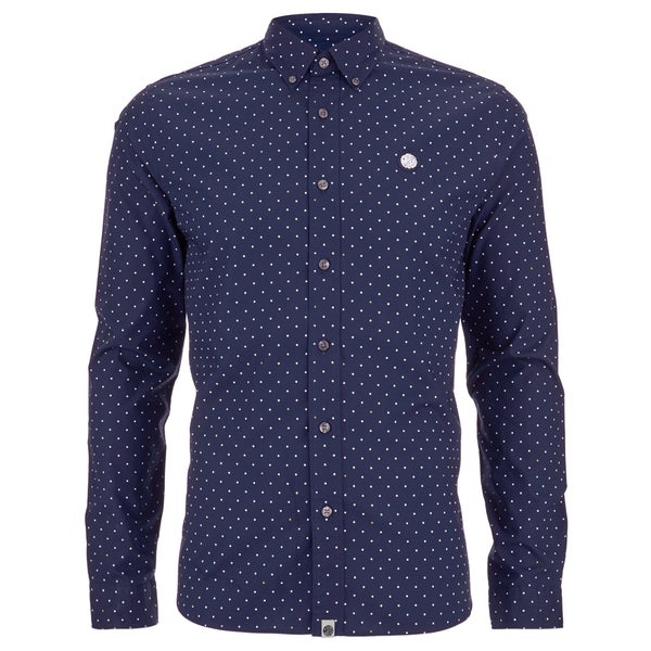 Pretty Green Men's Polka Dot Shirt - Navy