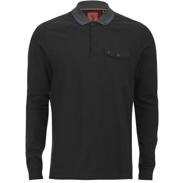 Luke 1977 Men's Aggrigate Collar Long Sleeve Polo Shirt - Jet Black