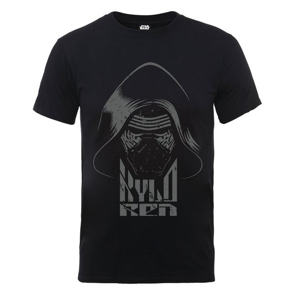 Star Wars Men's The Force Awakens Kylo Ren Head Grey T-Shirt - Black