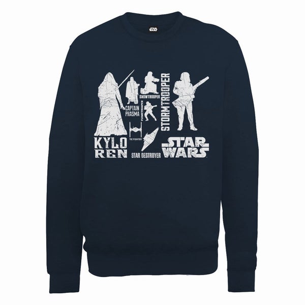 Star Wars The Force Awakens Monochrome Villains Characters Sweatshirt - Midnight