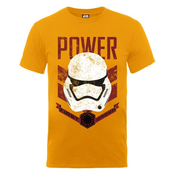 Star Wars Men's The Force Awakens Power First Order Stormtrooper Head Red T-Shirt - Gold