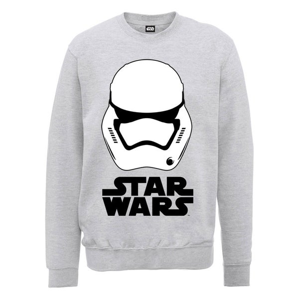 Star Wars The Force Awakens Stormtrooper Helmet White Sweatshirt - Heather Grey