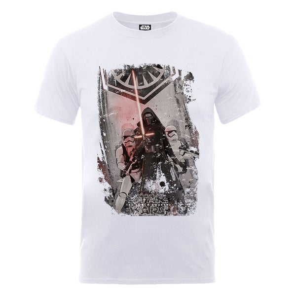 Star Wars Men's The Force Awakens Kylo Ren Stormtroopers Poster T-Shirt - White