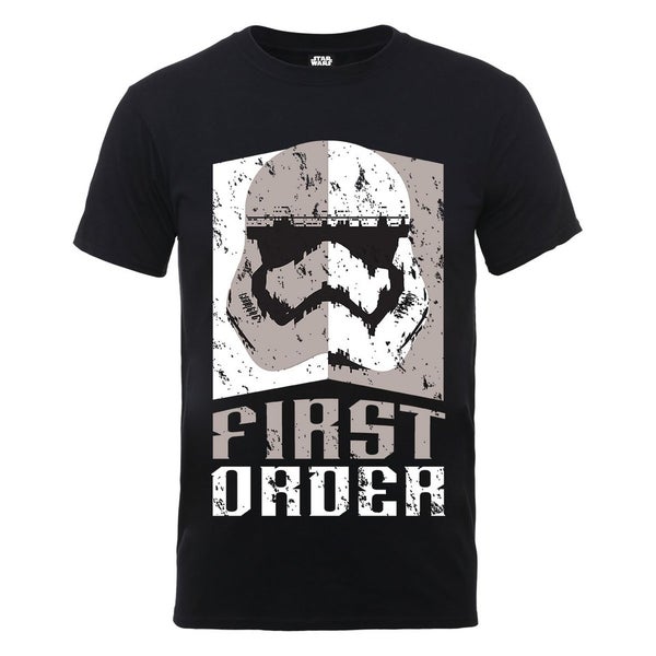 Star Wars Men's The Force Awakens First Order Stormtrooper Head Grey T-Shirt - Black