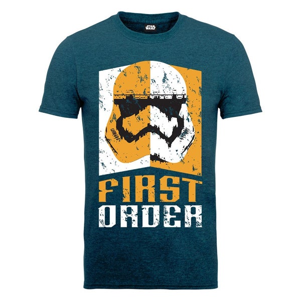 Star Wars Men's The Force Awakens First Order Stormtrooper Head Yellow T-Shirt - Midnight