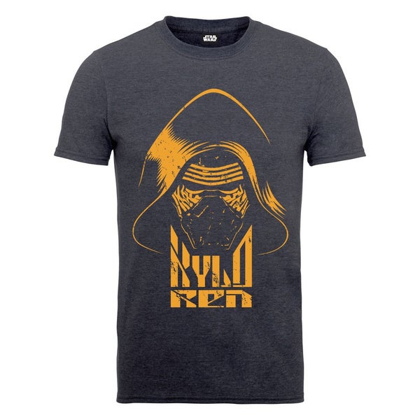 Star Wars Men's The Force Awakens Kylo Ren Head Yellow T-Shirt - Tweed