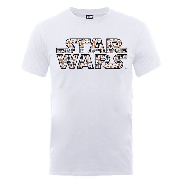 Star Wars Men's The Force Awakens Heroes Logo Pattern T-Shirt - White