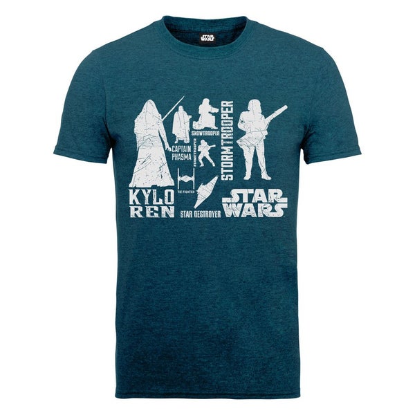 Star Wars Men's The Force Awakens Monochrome Villains Characters T-Shirt - Midnight