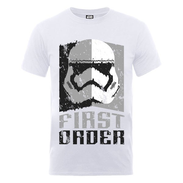 Star Wars Men's The Force Awakens First Order Stormtrooper Head Grey T-Shirt - White