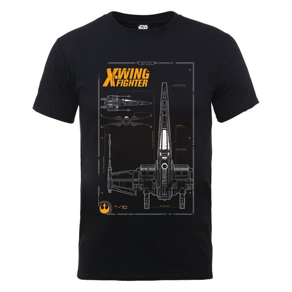 Star Wars Men's The Force Awakens X-Wing Fighter Maintenance Manual T-Shirt - Black