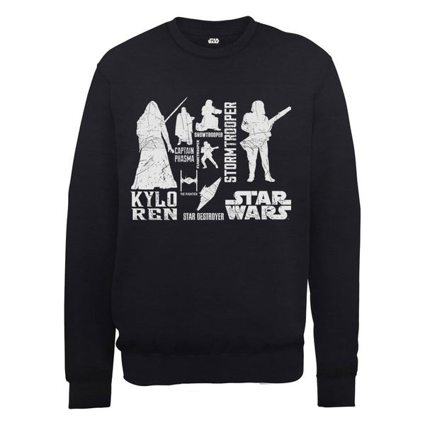 Star Wars The Force Awakens Monochrome Villains Characters Sweatshirt - Black
