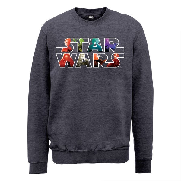 Star Wars The Force Awakens Heroes And Villains Logo Sweatshirt - Dark Heather
