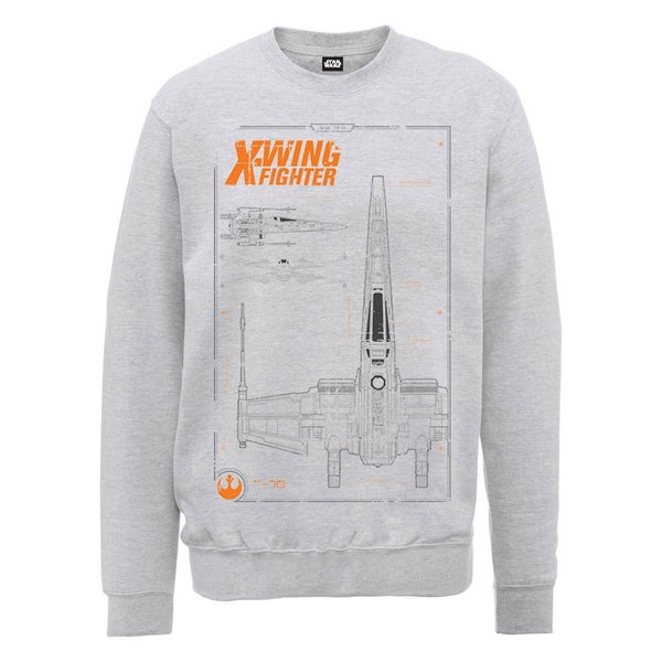 Star Wars The Force Awakens X-Wing Fighter Maintenance Manual Sweatshirt - Heather Grey