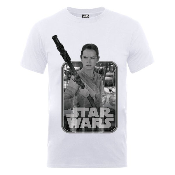Star Wars Men's The Force Awakens Rey Photocopy T-Shirt - White