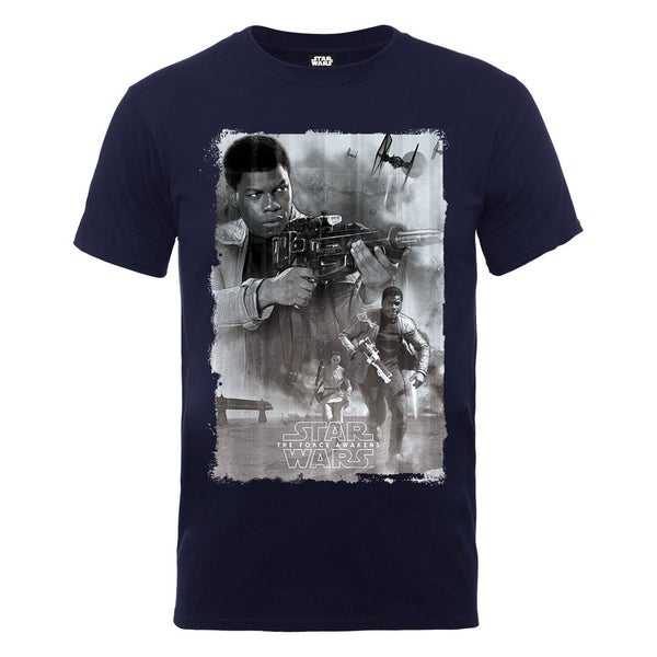 Star Wars Men's The Force Awakens Finn Collage Poster T-Shirt - Navy