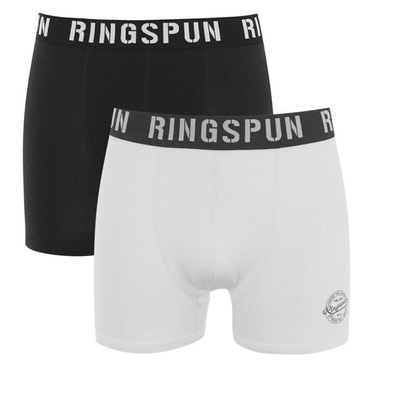 Ringspun Men's Evenlode 2 Pack Boxers - White/Black