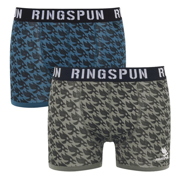 Ringspun Men's Astwood 2 Pack Boxers - Grey Marple/Petrol