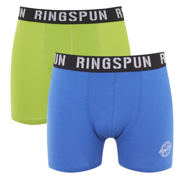 Ringspun Men's Evenlode 2 Pack Boxers - Strong Blue/Lime