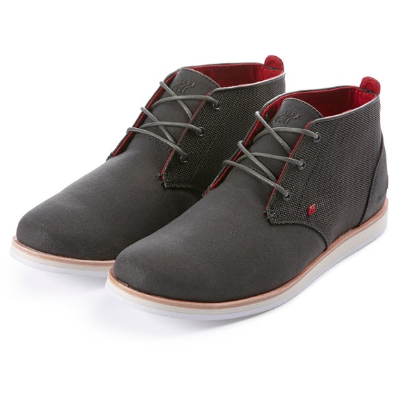 Boxfresh Men's Dalston Waxed Canvas Chukka Boots - Charcoal/Red